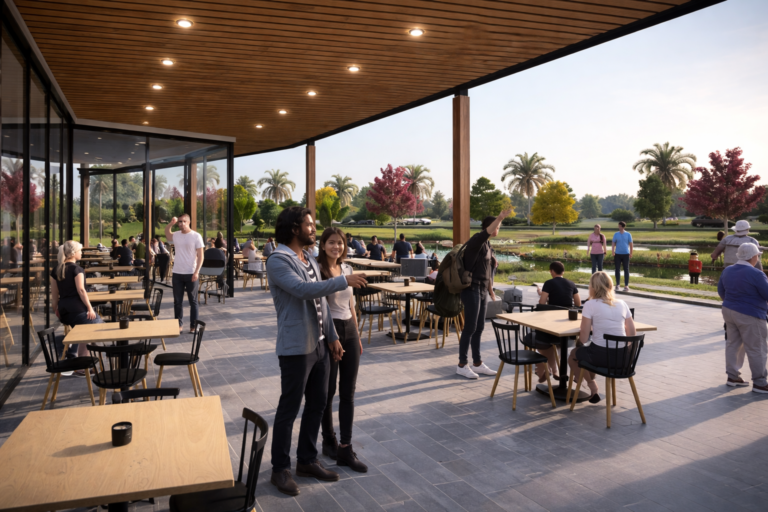 Atardecer en el restaurante al aire libre